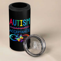 Autism Acceptance 4 in 1 Can Cooler Tumbler Neurodivergent Support Infinity Butterfly Symbol