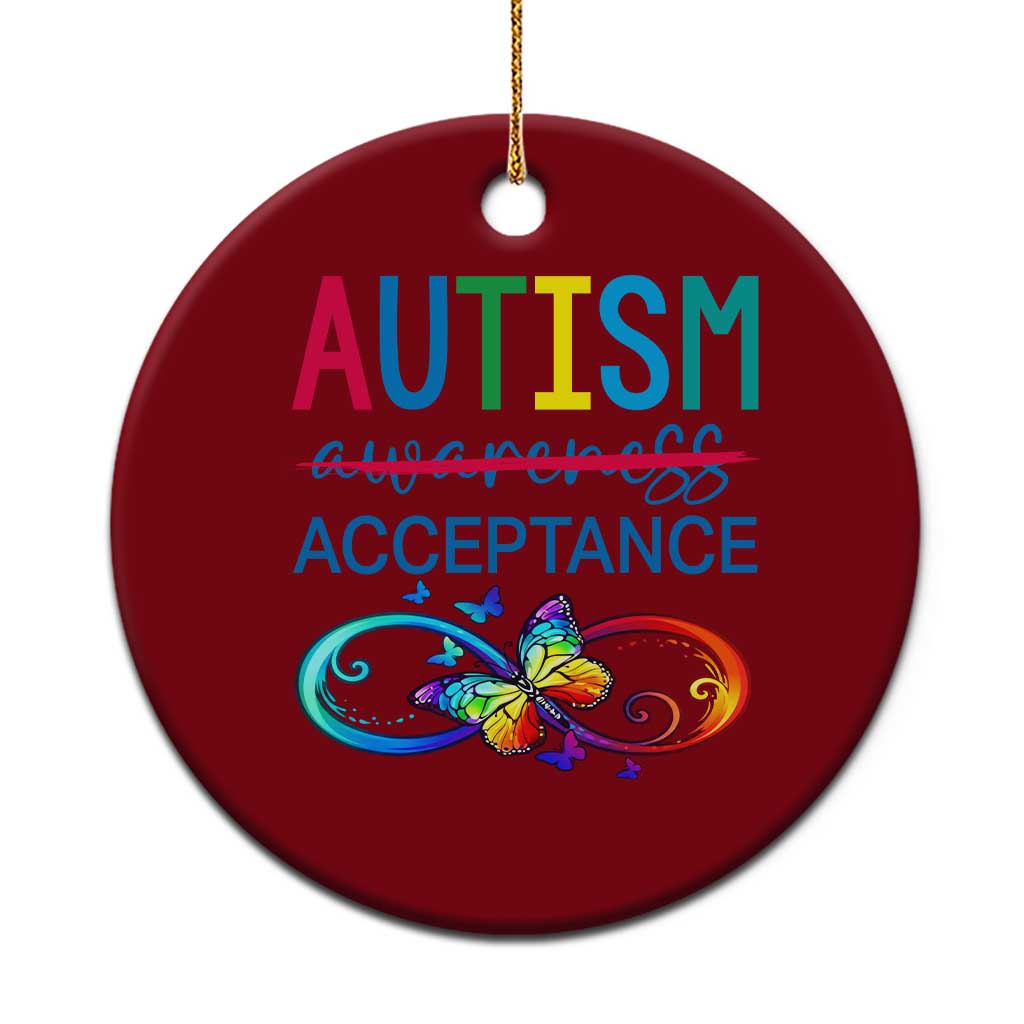 Autism Acceptance Ceramic Ornament Neurodivergent Support Infinity Butterfly Symbol