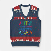 Autism Acceptance V-Neck Knit Sweater Vest Neurodivergent Support Infinity Butterfly Symbol