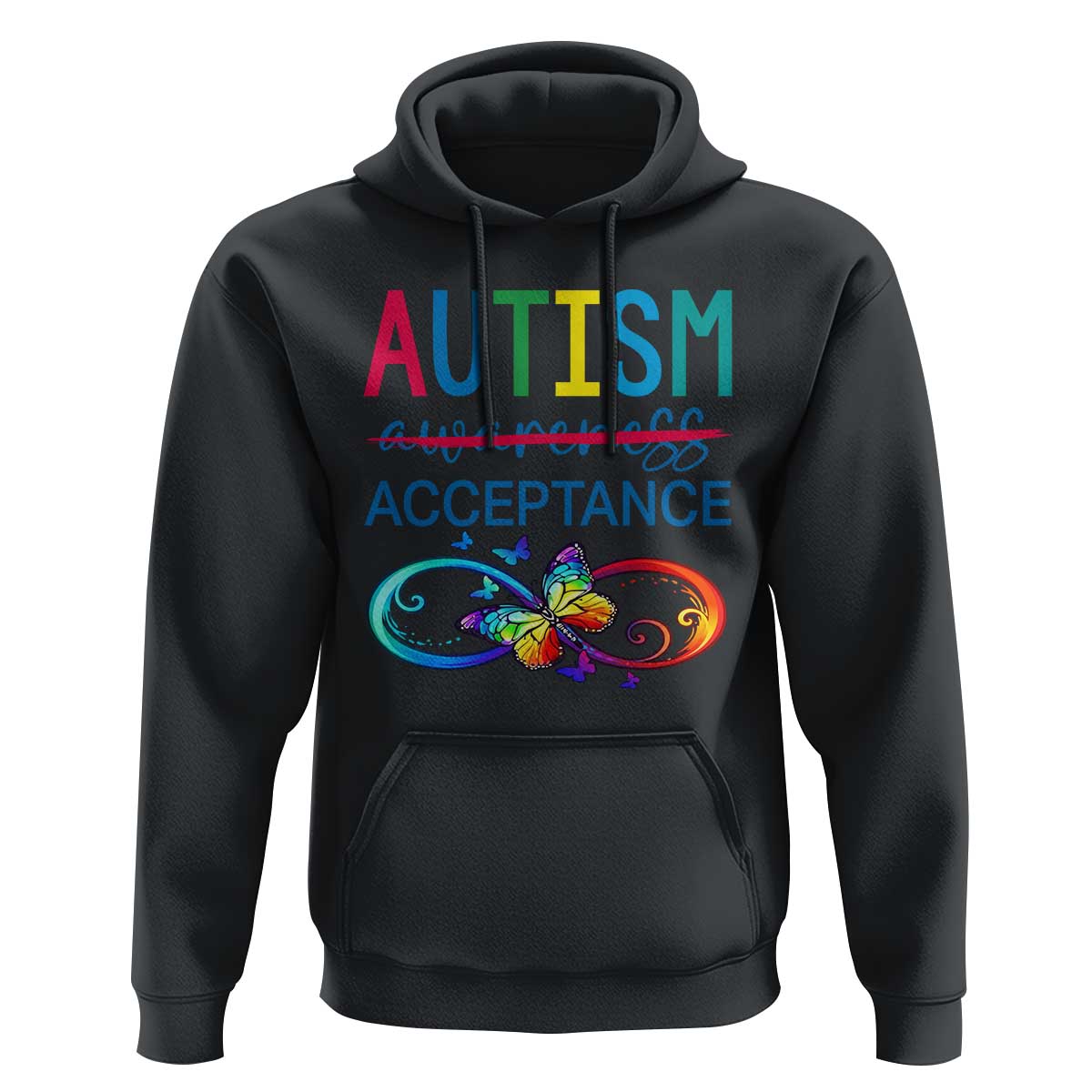 Autism Acceptance Hoodie Neurodivergent Support Infinity Butterfly Symbol