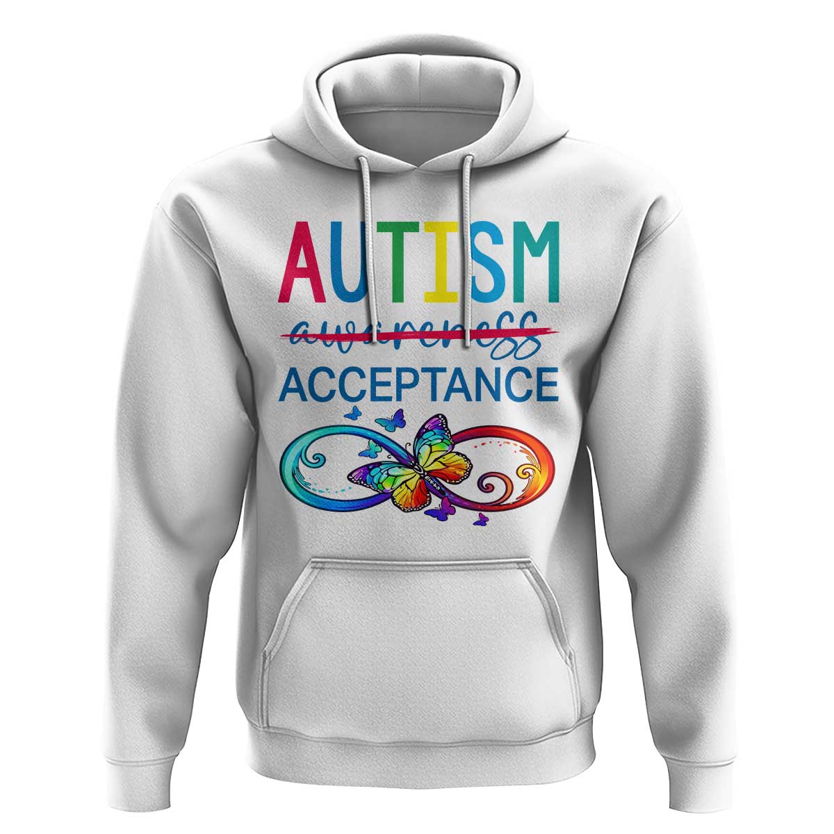 Autism Acceptance Hoodie Neurodivergent Support Infinity Butterfly Symbol