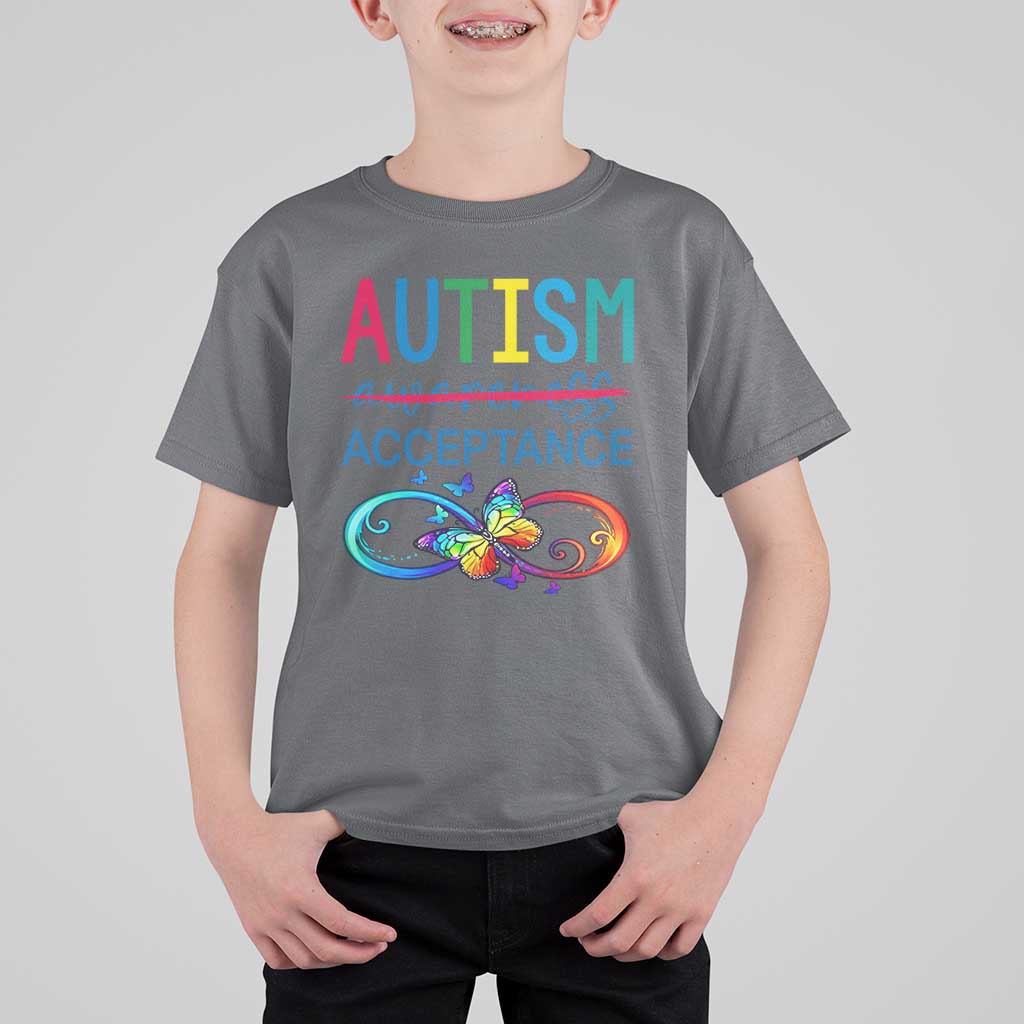 Autism Acceptance T Shirt For Kid Neurodivergent Support Infinity Butterfly Symbol