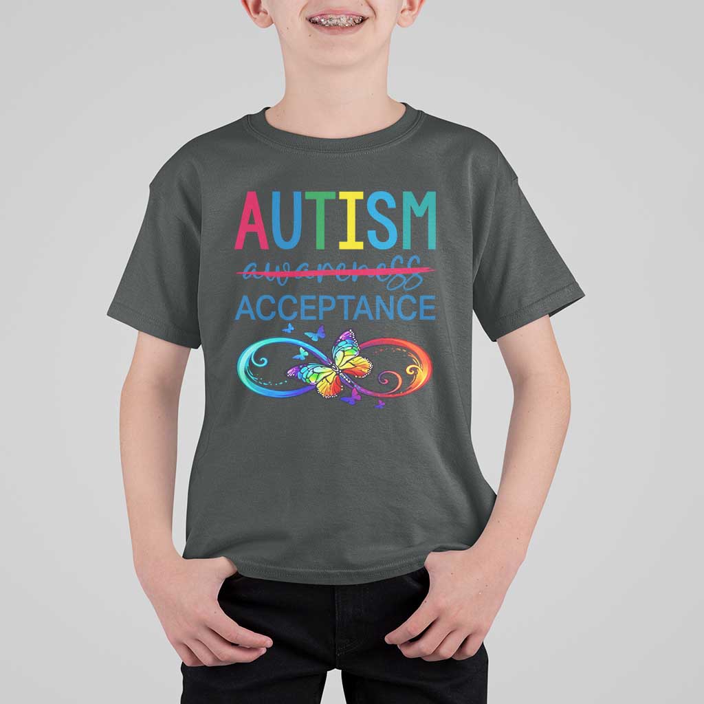 Autism Acceptance T Shirt For Kid Neurodivergent Support Infinity Butterfly Symbol