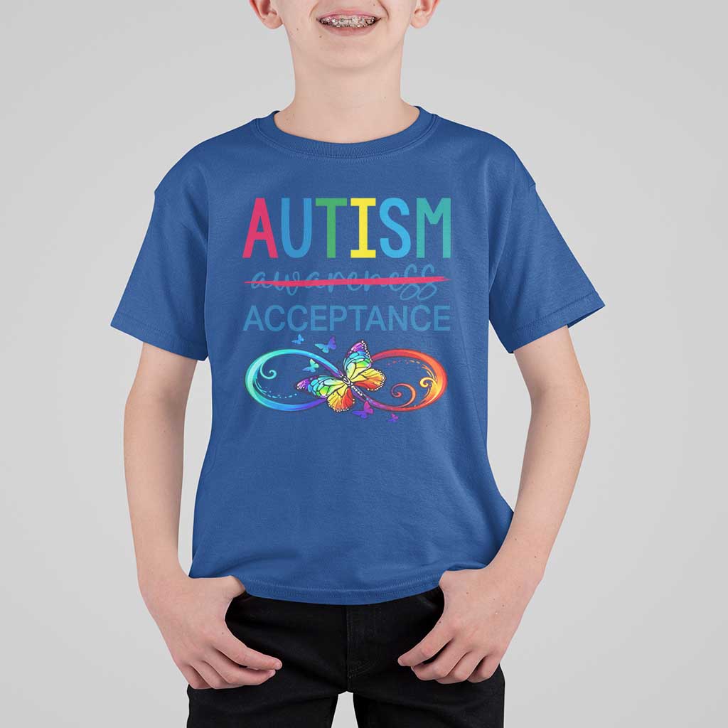 Autism Acceptance T Shirt For Kid Neurodivergent Support Infinity Butterfly Symbol