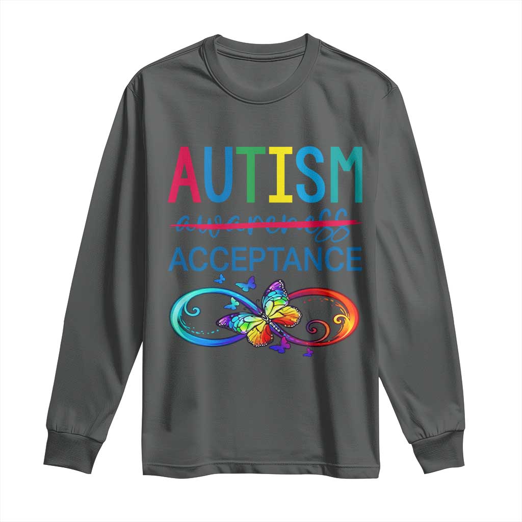 Autism Acceptance Long Sleeve Shirt Neurodivergent Support Infinity Butterfly Symbol