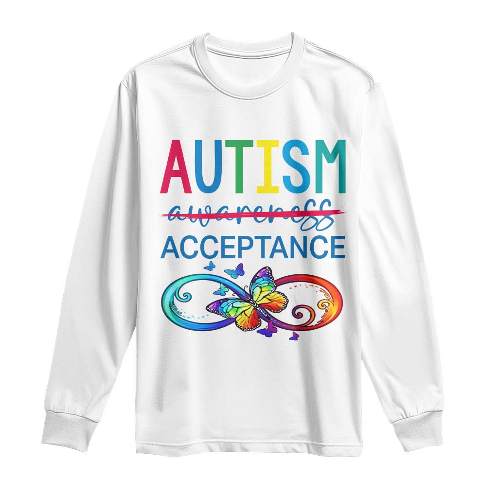 Autism Acceptance Long Sleeve Shirt Neurodivergent Support Infinity Butterfly Symbol