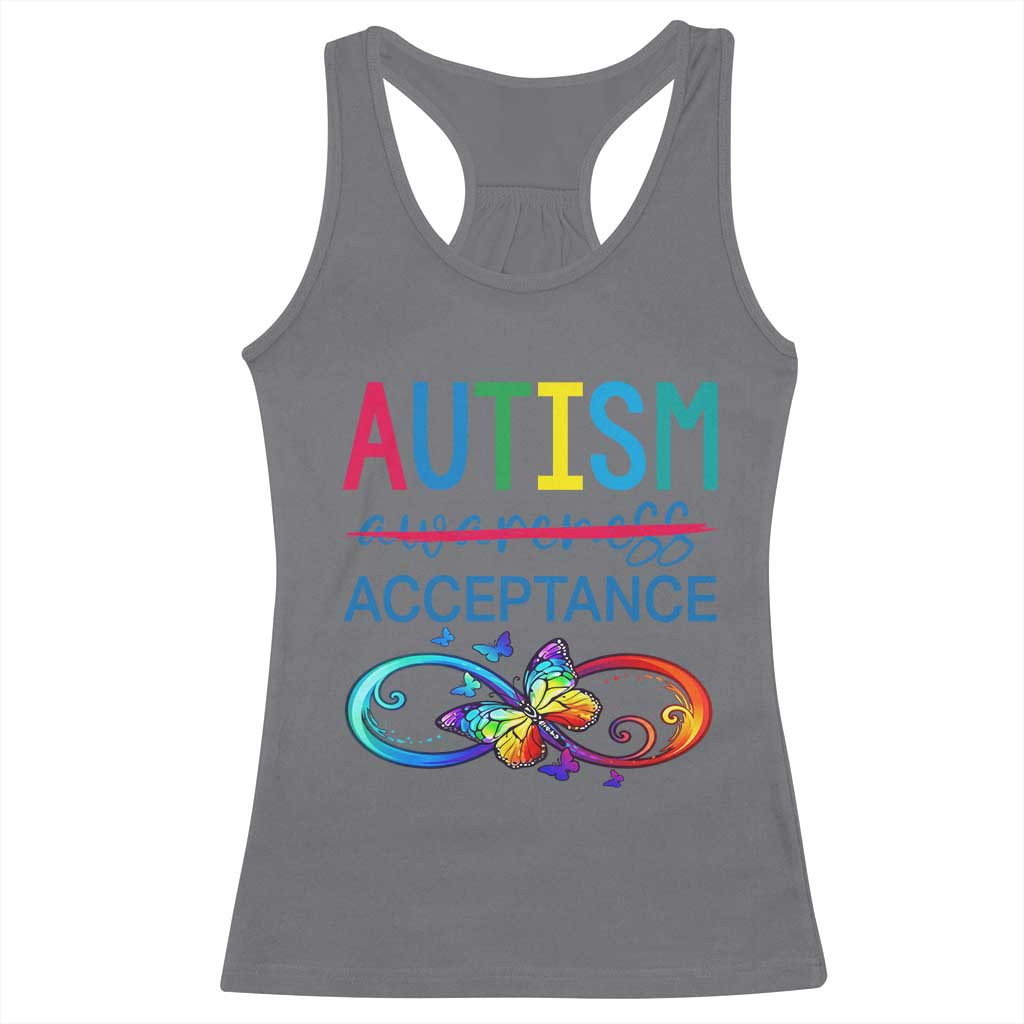 Autism Acceptance Racerback Tank Top Neurodivergent Support Infinity Butterfly Symbol