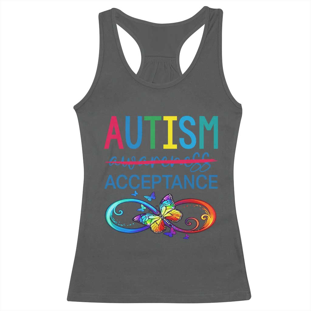 Autism Acceptance Racerback Tank Top Neurodivergent Support Infinity Butterfly Symbol