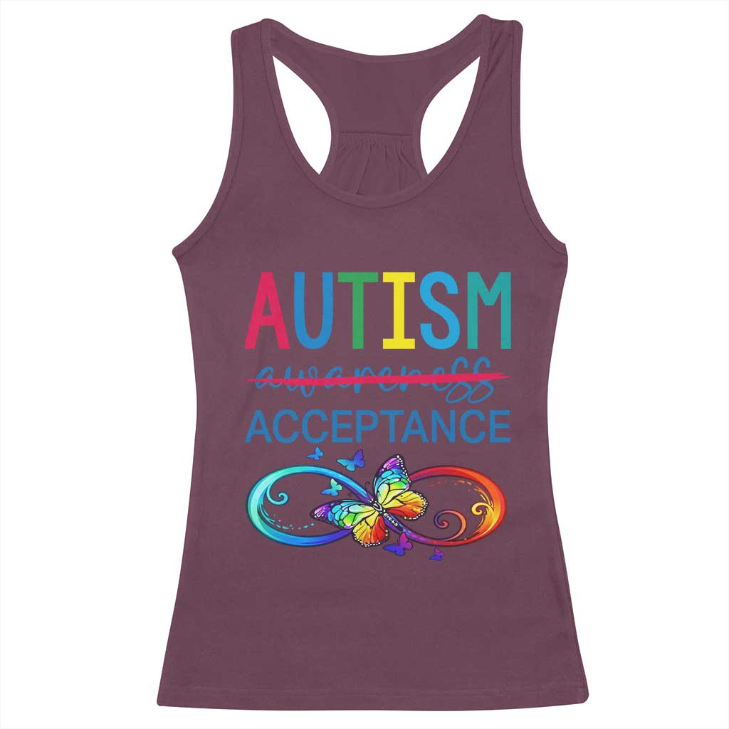 Autism Acceptance Racerback Tank Top Neurodivergent Support Infinity Butterfly Symbol