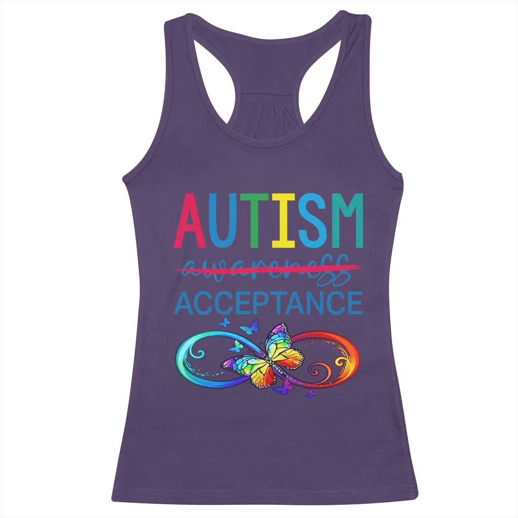 Autism Acceptance Racerback Tank Top Neurodivergent Support Infinity Butterfly Symbol