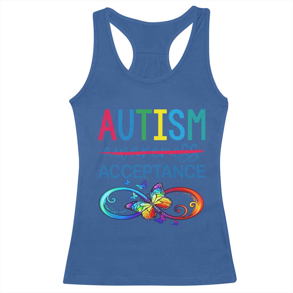Autism Acceptance Racerback Tank Top Neurodivergent Support Infinity Butterfly Symbol