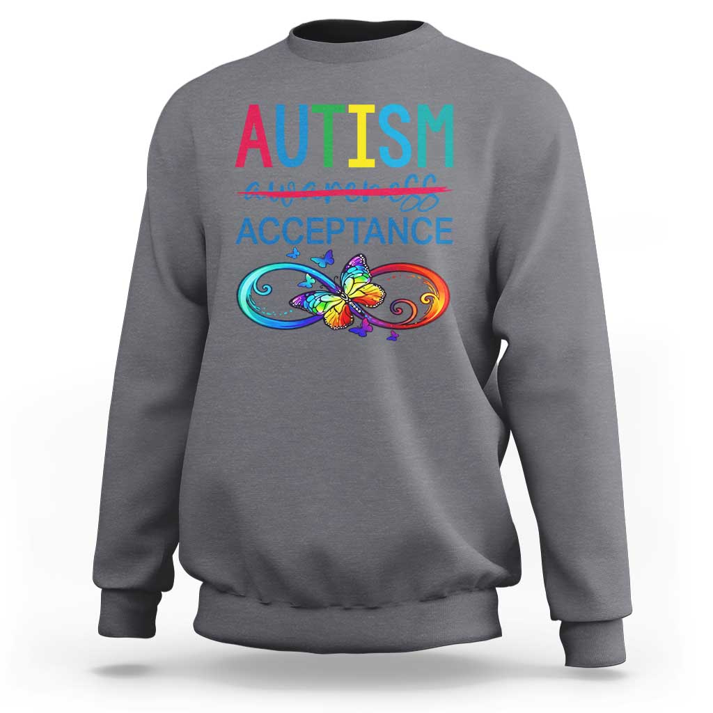 Autism Acceptance Sweatshirt Neurodivergent Support Infinity Butterfly Symbol