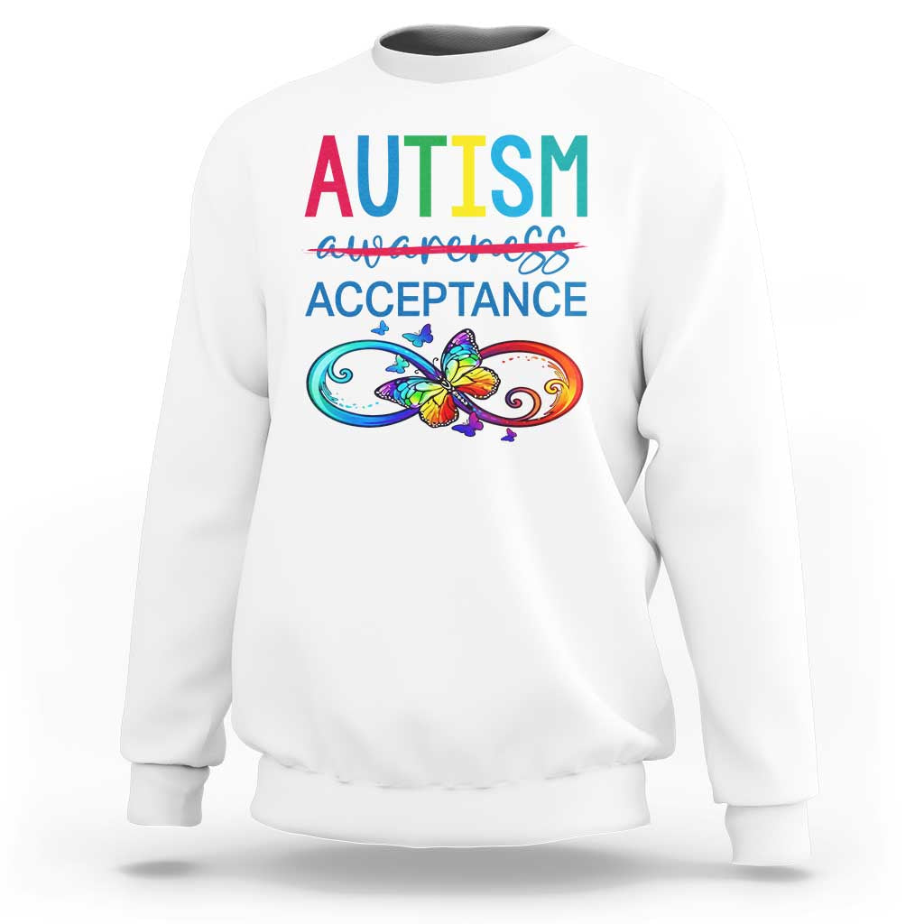 Autism Acceptance Sweatshirt Neurodivergent Support Infinity Butterfly Symbol