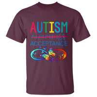 Autism Acceptance T Shirt Neurodivergent Support Infinity Butterfly Symbol