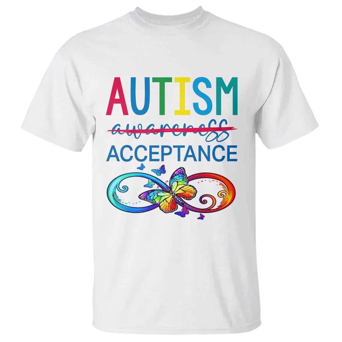 Autism Acceptance T Shirt Neurodivergent Support Infinity Butterfly Symbol