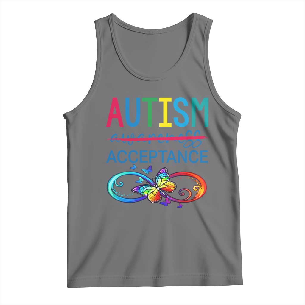 Autism Acceptance Tank Top Neurodivergent Support Infinity Butterfly Symbol