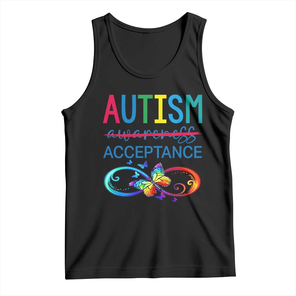 Autism Acceptance Tank Top Neurodivergent Support Infinity Butterfly Symbol