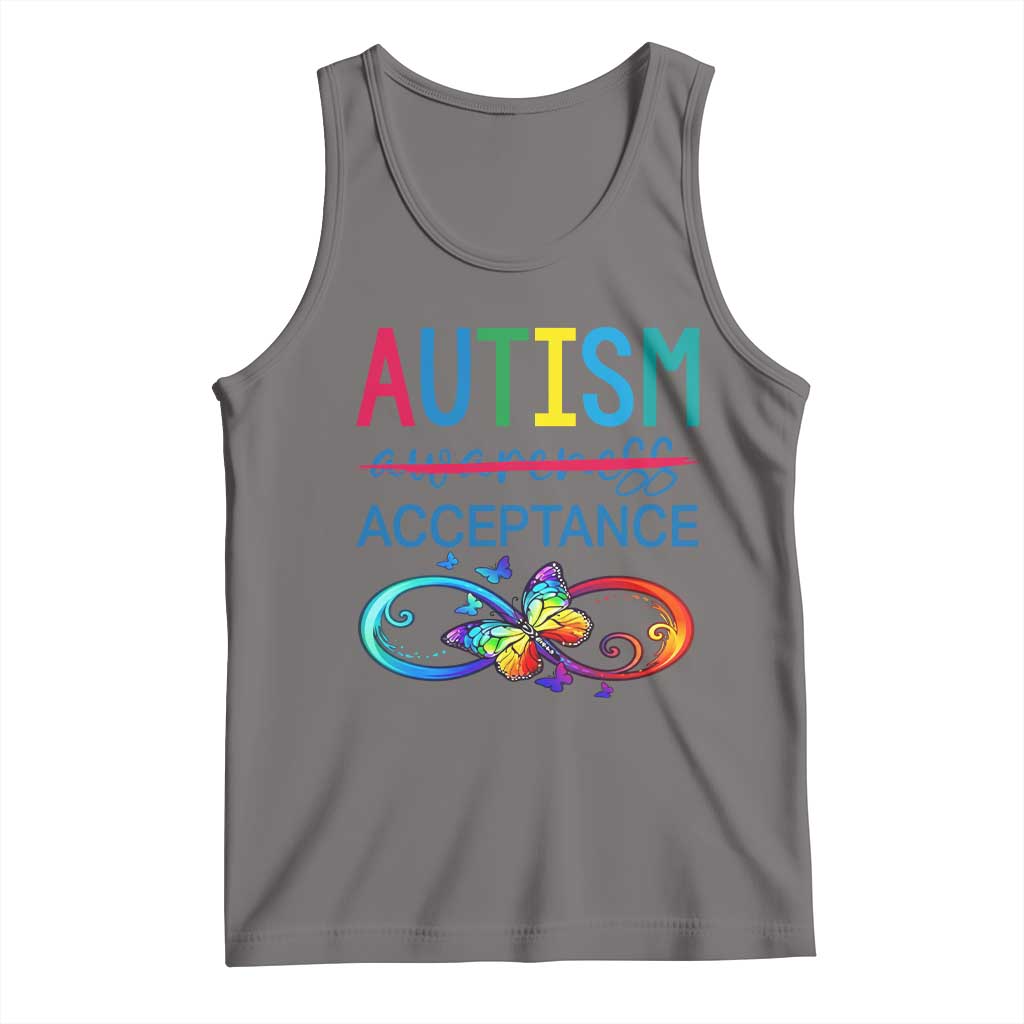 Autism Acceptance Tank Top Neurodivergent Support Infinity Butterfly Symbol