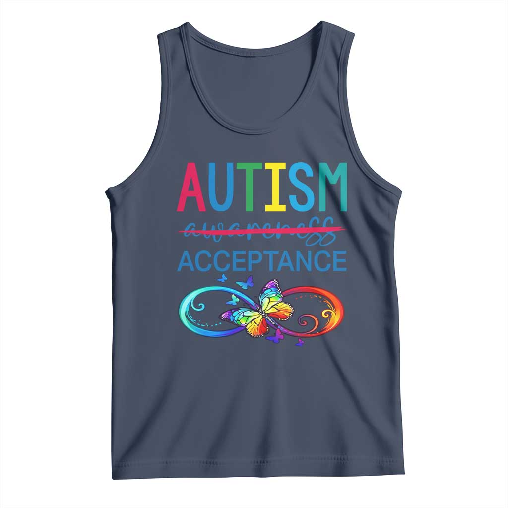 Autism Acceptance Tank Top Neurodivergent Support Infinity Butterfly Symbol