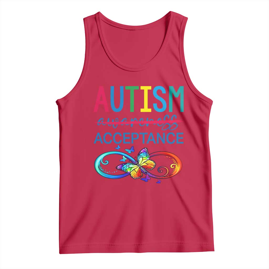 Autism Acceptance Tank Top Neurodivergent Support Infinity Butterfly Symbol