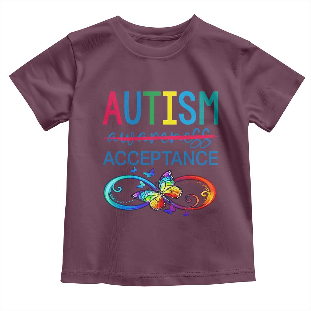 Autism Acceptance Toddler T Shirt Neurodivergent Support Infinity Butterfly Symbol