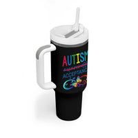 Autism Acceptance Tumbler With Handle Neurodivergent Support Infinity Butterfly Symbol