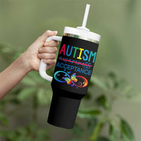 Autism Acceptance Tumbler With Handle Neurodivergent Support Infinity Butterfly Symbol