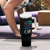 Autism Acceptance Tumbler With Handle Neurodivergent Support Infinity Butterfly Symbol