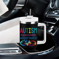 Autism Acceptance Tumbler With Handle Neurodivergent Support Infinity Butterfly Symbol