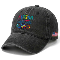 Autism Acceptance Washed Cotton Baseball Cap Neurodivergent Support Infinity Butterfly Symbol