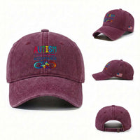 Autism Acceptance Washed Cotton Baseball Cap Neurodivergent Support Infinity Butterfly Symbol