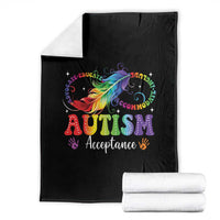 Autism Acceptance Throw Blanket Neurodivergent Support Rainbow Feather Infinity Symbol