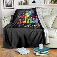 Autism Acceptance Throw Blanket Neurodivergent Support Rainbow Feather Infinity Symbol