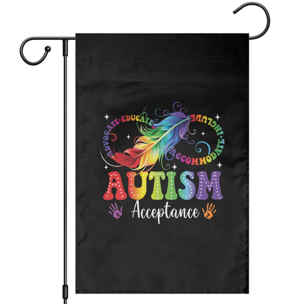 Autism Acceptance Garden Flag Neurodivergent Support Rainbow Feather Infinity Symbol