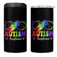 Autism Acceptance 4 in 1 Can Cooler Tumbler Neurodivergent Support Rainbow Feather Infinity Symbol
