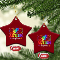 Autism Acceptance Ceramic Ornament Neurodivergent Support Rainbow Feather Infinity Symbol
