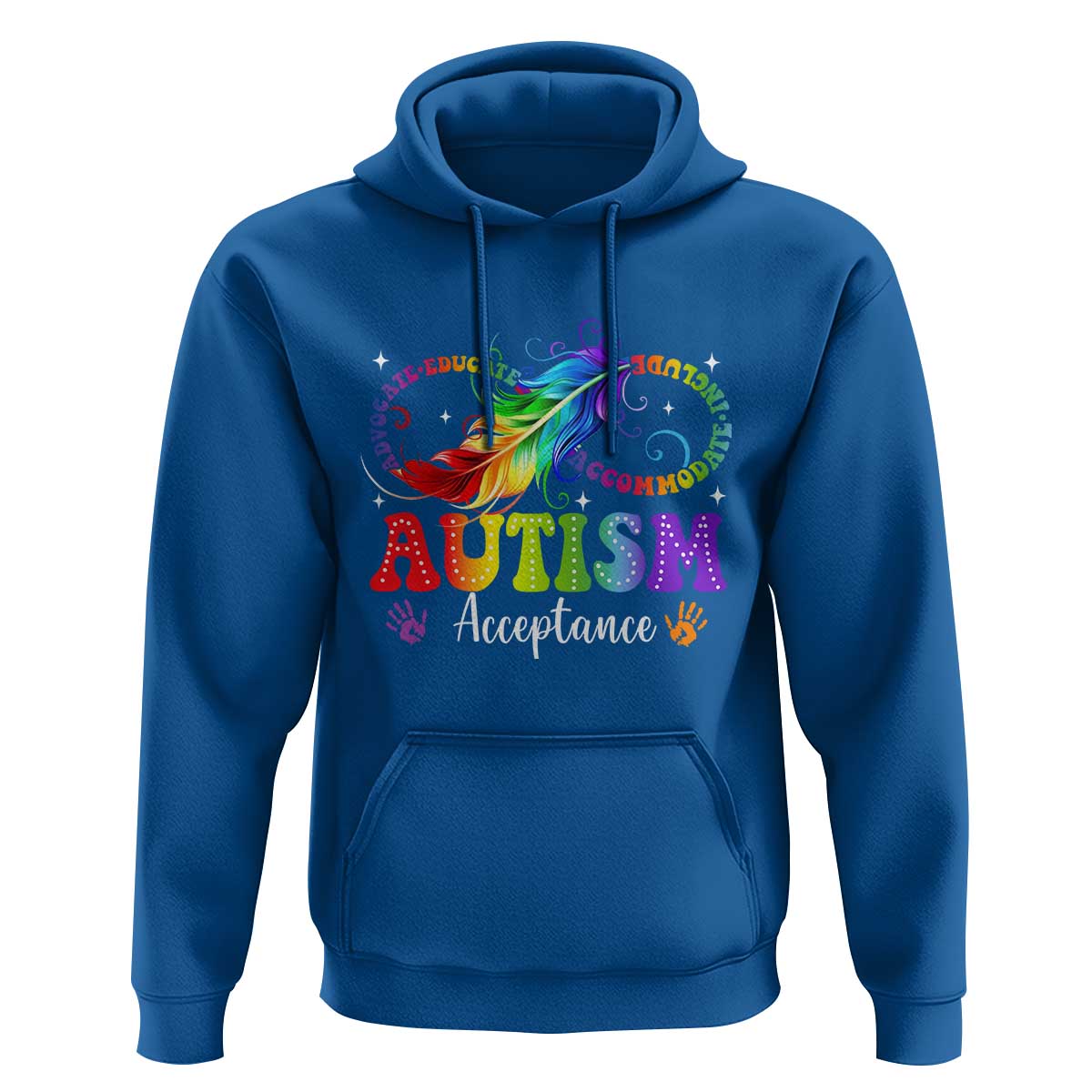 Autism Acceptance Hoodie Neurodivergent Support Rainbow Feather Infinity Symbol