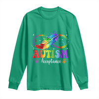 Autism Acceptance Long Sleeve Shirt Neurodivergent Support Rainbow Feather Infinity Symbol