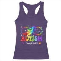 Autism Acceptance Racerback Tank Top Neurodivergent Support Rainbow Feather Infinity Symbol