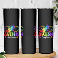 Autism Acceptance Skinny Tumbler Neurodivergent Support Rainbow Feather Infinity Symbol