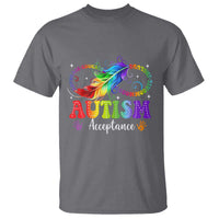 Autism Acceptance T Shirt Neurodivergent Support Rainbow Feather Infinity Symbol