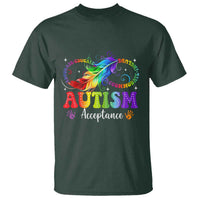 Autism Acceptance T Shirt Neurodivergent Support Rainbow Feather Infinity Symbol