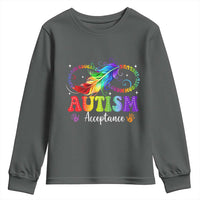Autism Acceptance Youth Sweatshirt Neurodivergent Support Rainbow Feather Infinity Symbol