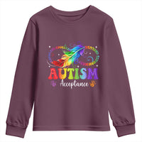 Autism Acceptance Youth Sweatshirt Neurodivergent Support Rainbow Feather Infinity Symbol