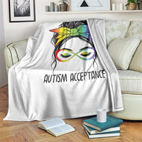 Autism Acceptance Throw Blanket Neurodiversity Awareness Messy Bun Women