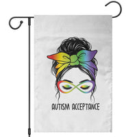 Autism Acceptance Garden Flag Neurodiversity Awareness Messy Bun Women