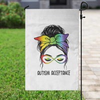 Autism Acceptance Garden Flag Neurodiversity Awareness Messy Bun Women