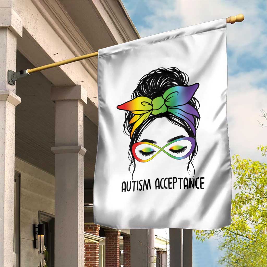 Autism Acceptance Garden Flag Neurodiversity Awareness Messy Bun Women