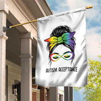 Autism Acceptance Garden Flag Neurodiversity Awareness Messy Bun Women