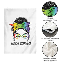 Autism Acceptance Garden Flag Neurodiversity Awareness Messy Bun Women